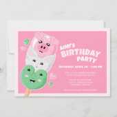 かわいい花見団子バースデーパーティー 招待状 (正面)