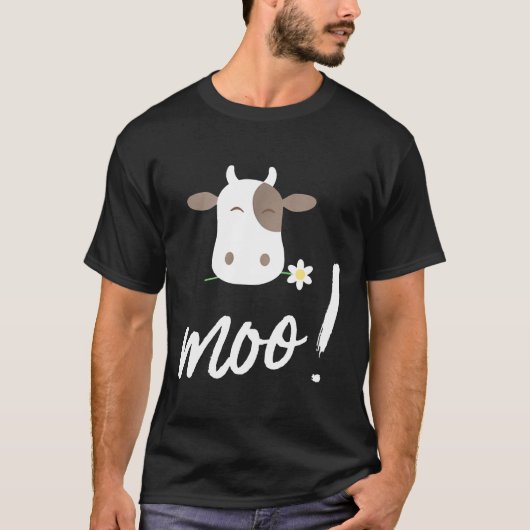 かわいい花農家のモーモーモー牛柄 Tシャツ (正面)