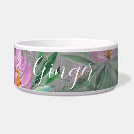 かわいい花開花水彩モノグラムの ボウル