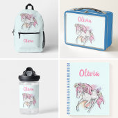 かわいい花飾りの馬と一緒に帰ってきた女の子たち ノートブック