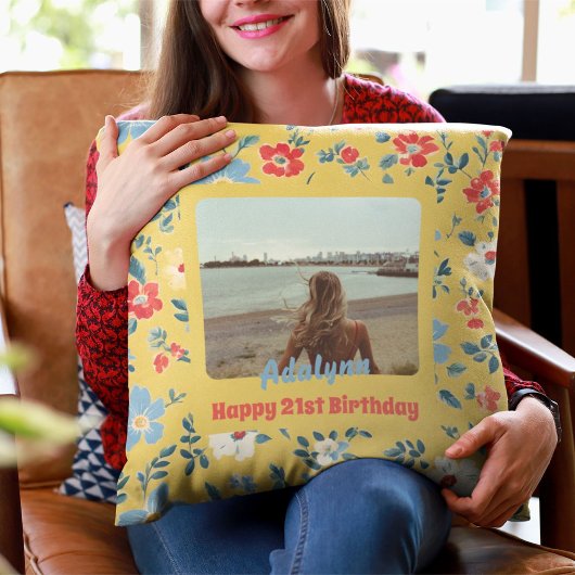 かわいい花21歳女へのフォトギフト クッション