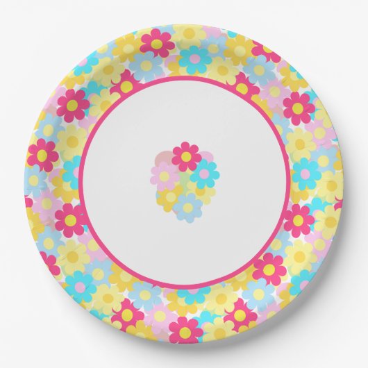 かわいい花 ペーパープレート (正面)