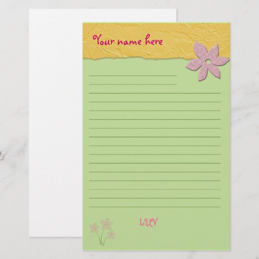 かわいい花 便箋 (正面/裏面)