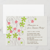 かわいい花 - 夏のパーティー招待状 招待状 (正面/裏面)