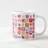 かわいい花，鳥，ハートの正方形のパターン ジャンボコーヒーマグカップ (右)