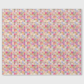 かわいい花，鳥，ハートの正方形のパターン ラッピングペーパー (フラット)