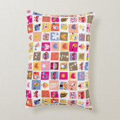 かわいい花、鳥、ハートはパターンを平方します アクセントクッション (裏面(縦))