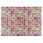 かわいい花、鳥、ハートはパターンを平方します カッティングボード (正面)