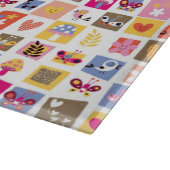 かわいい花、鳥、ハートはパターンを平方します カッティングボード (角)