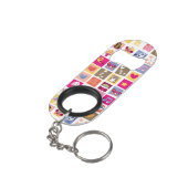 かわいい花、鳥、ハートはパターンを平方します キーホルダー栓抜き (裏面アングル)