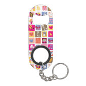 かわいい花、鳥、ハートはパターンを平方します キーホルダー栓抜き (裏面)