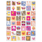 かわいい花、鳥、ハートはパターンを平方します クリップボード (裏面)