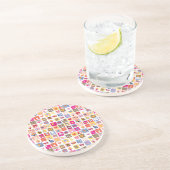 かわいい花、鳥、ハートはパターンを平方します コースター (側面)