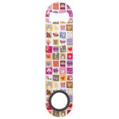 かわいい花、鳥、ハートはパターンを平方します スピード栓抜き (裏面)