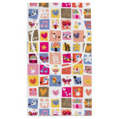 かわいい花、鳥、ハートはパターンを平方します スモールペーパーバッグ (裏面)