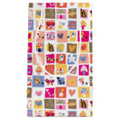 かわいい花、鳥、ハートはパターンを平方します スモールペーパーバッグ (正面)