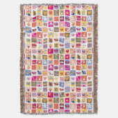 かわいい花、鳥、ハートはパターンを平方します スローブランケット (正面縦)