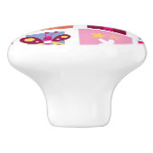 かわいい花、鳥、ハートはパターンを平方します セラミックノブ (側面)