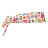 かわいい花、鳥、ハートはパターンを平方します タイヘッドバンド (回転270)