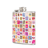 かわいい花、鳥、ハートはパターンを平方します フラスク (左)