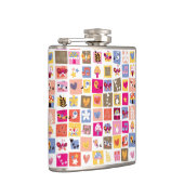 かわいい花、鳥、ハートはパターンを平方します フラスク (右)