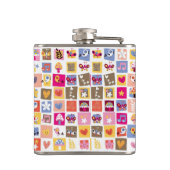 かわいい花、鳥、ハートはパターンを平方します フラスク (裏面)