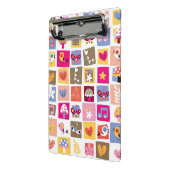 かわいい花、鳥、ハートはパターンを平方します ミニクリップボード (アングル2)