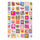 かわいい花、鳥、ハートはパターンを平方します ミニクリップボード (裏面)