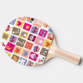 かわいい花、鳥、ハートはパターンを平方します 卓球ラケット (横)