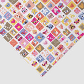 かわいい花、鳥、ハートはパターンを平方します 薄葉紙 (詳細)