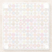 かわいい花、鳥、ハートパターン ガラスコースター (裏面)