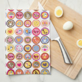 かわいい花、鳥、ハートパターン キッチンタオル (四つ折り)