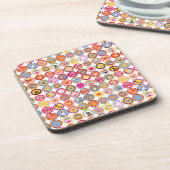 かわいい花、鳥、ハートパターン コースター (左側)