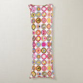 かわいい花、鳥、ハートパターン ボディピロー (正面縦)