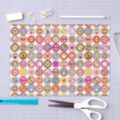 かわいい花、鳥、ハートパターン 薄葉紙 (クラフト)