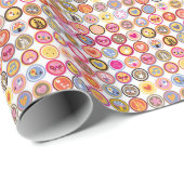 かわいい花，鳥，ハート模様 ラッピングペーパー (ロールコーナー)