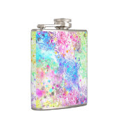 かわいい花henna手描きデザイン水色 フラスク (右)