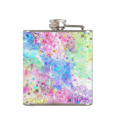 かわいい花henna手描きデザイン水色 フラスク (裏面)