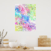 かわいい花henna手描きデザイン水色 ポスター (キッチン)