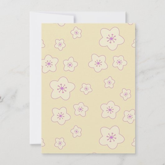 かわいい芸者のピンクおよび白い桜の誕生会 招待状 (裏面)