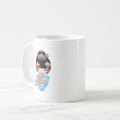 かわいい芸者の日本のこけし人形 コーヒーマグカップ (正面左)