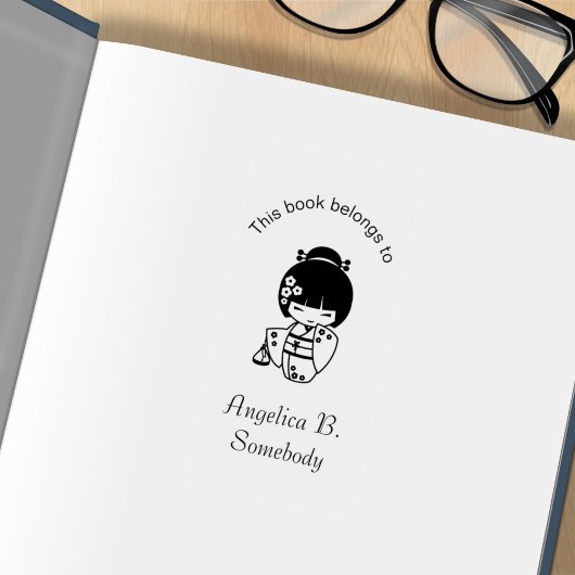 かわいい芸者ガール蔵書票 ラバースタンプ