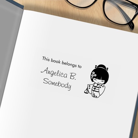 かわいい芸者ガール蔵書票 ラバースタンプ