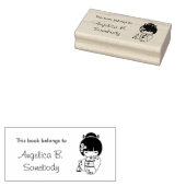 かわいい芸者ガール蔵書票 ラバースタンプ (押印)