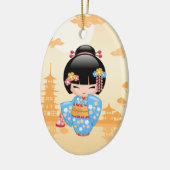 かわいい芸者日本の女の子 セラミックオーナメント (左)