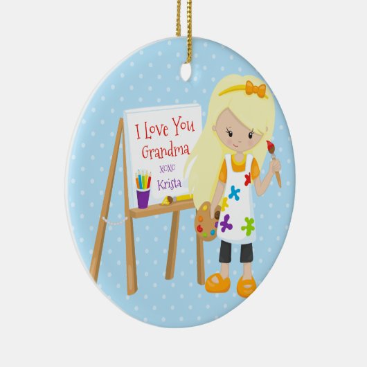 かわいい芸術家の祖父母のクリスマスのオーナメント セラミックオーナメント (右)
