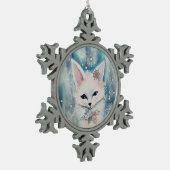 かわいい芸術的クリスマス動物の冬のキツネ スノーフレークピューターオーナメント (左)