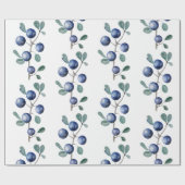 かわいい芸術的水色ブルーベリー離れフルーツ ラッピングペーパー (フラット)