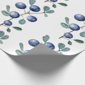 かわいい芸術的水色ブルーベリー離れフルーツ ラッピングペーパー (角)