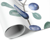 かわいい芸術的水色ブルーベリー離れフルーツ ラッピングペーパー (ロールコーナー)